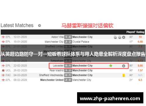 从英超边路防守一对一短板看球队体系与用人隐患全解析深度盘点报告 从英超边路防守一对一短板看球队体系与用人隐患全解析深度盘点报告